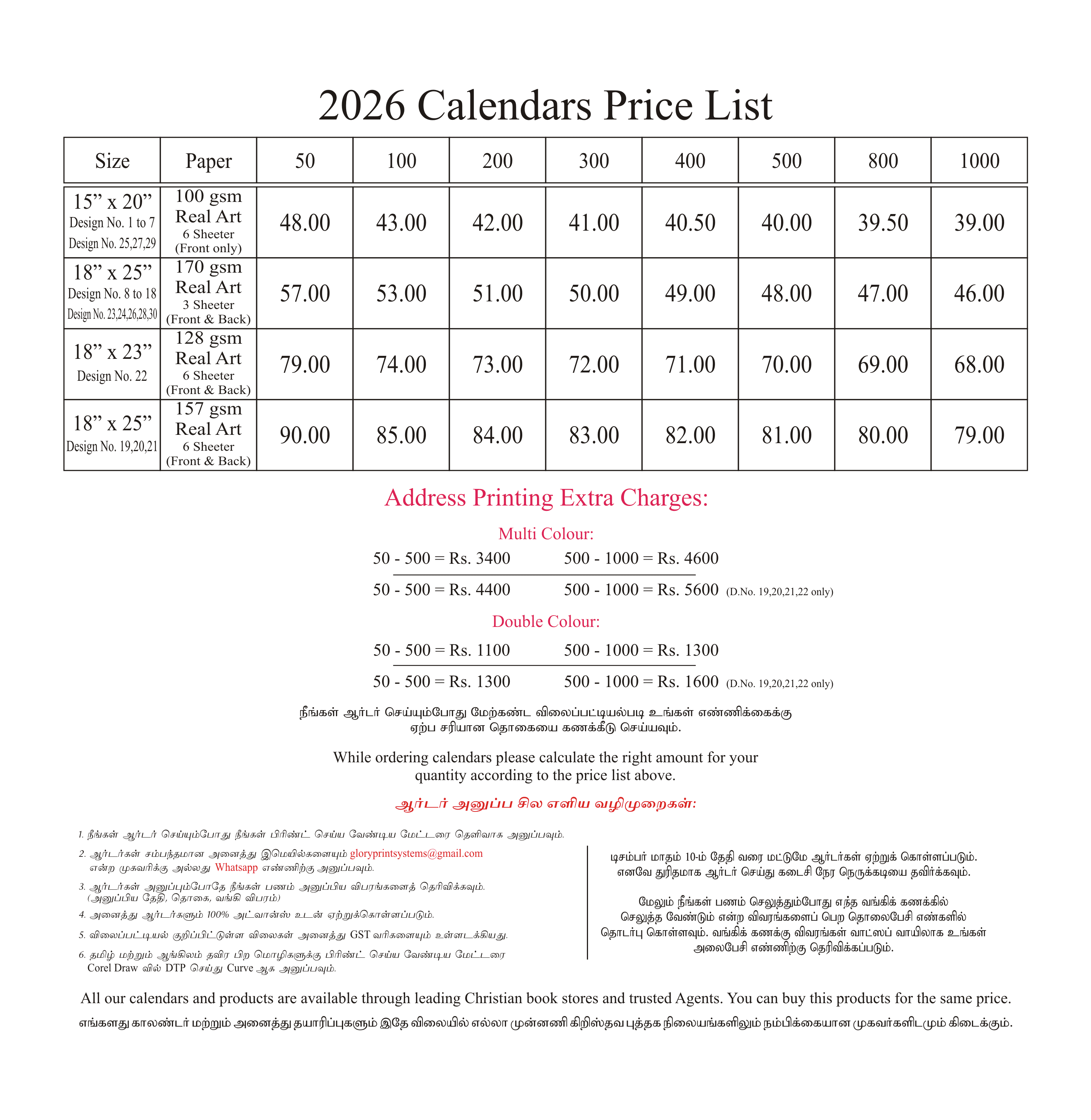 Pricing details
